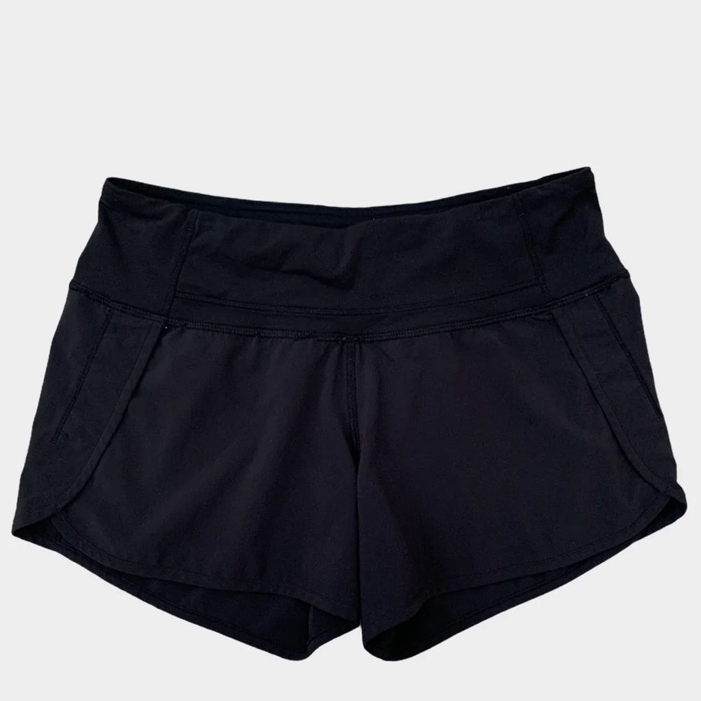 BLACK LULULEMON TRACK SHORTS